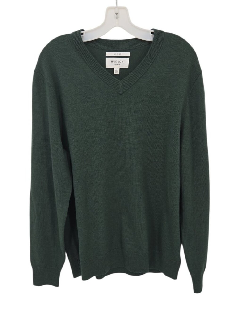 Hudson Mens M V-Neck Knit Sweater 100% Extra Fine Merino Wool Dark Academia